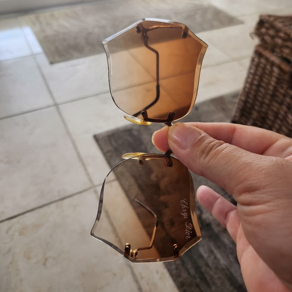 Vintage 70's CHRISTIAN DIOR Paris Ombre Gradient Lens Sunglasses Rimless - Picture 2 of 6